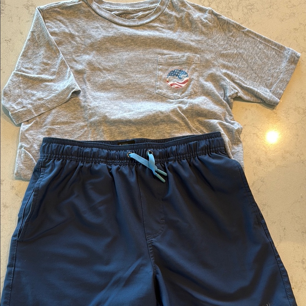 Gray T-Shirt and Navy Shorts Set